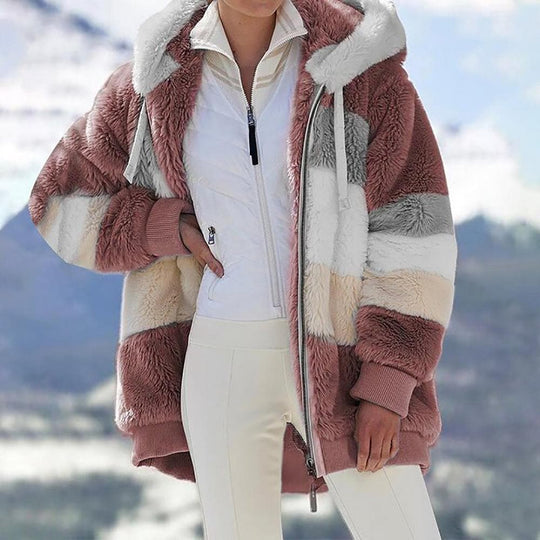 Flauschige warme Kunstpelzjacke - Damenjacke
