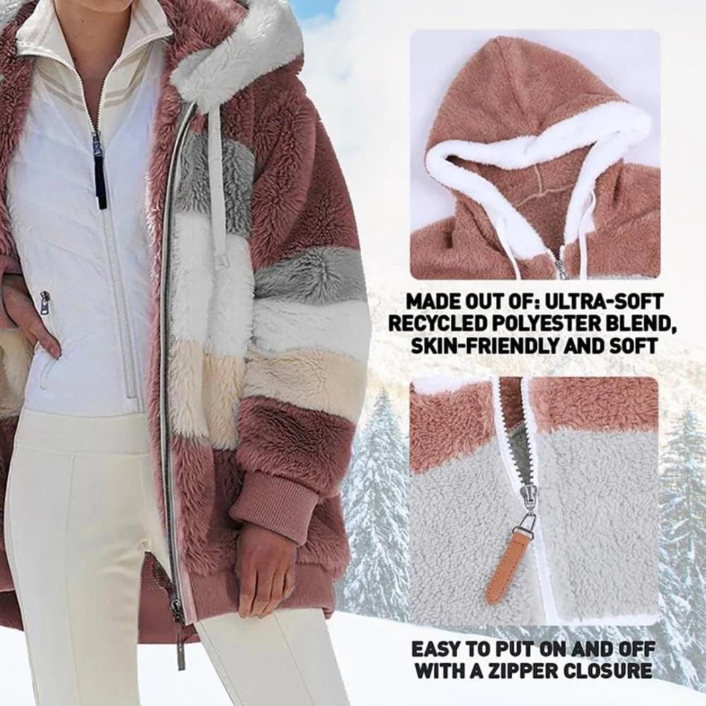 Flauschige warme Kunstpelzjacke - Damenjacke