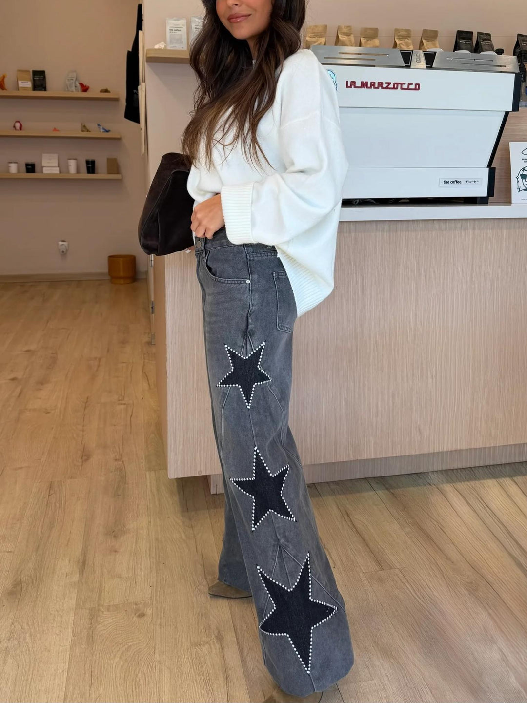 Casual Star Straight Jeans – Trendige Denim mit Stern-Print