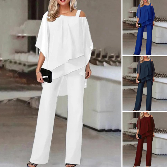 Angel - Asymmetrische Bluse mit Hosen Set für Damen