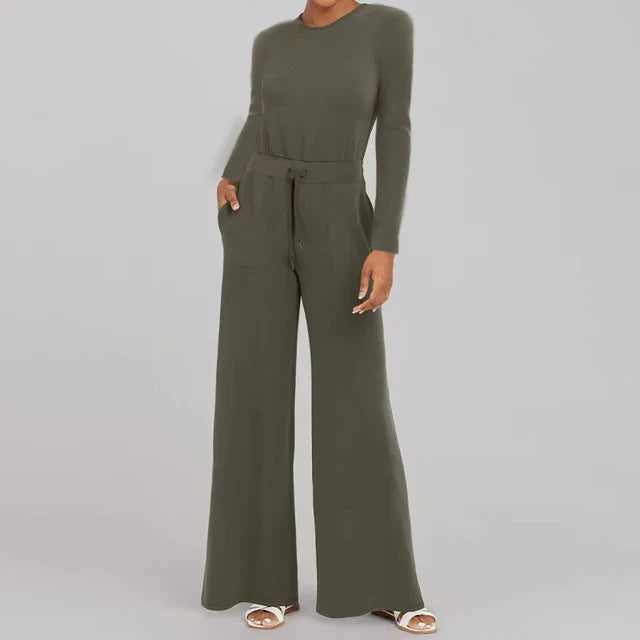 Ana - Fleece Jumpsuit mit Gürtel und weitem Bein