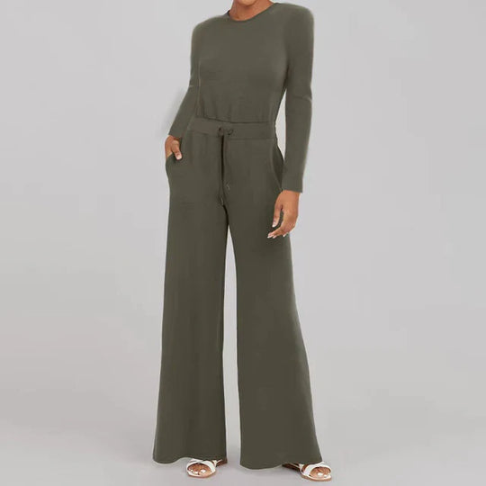 Ana - Fleece Jumpsuit mit Gürtel und weitem Bein