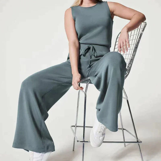 Ana - Fleece Jumpsuit mit Gürtel und weitem Bein