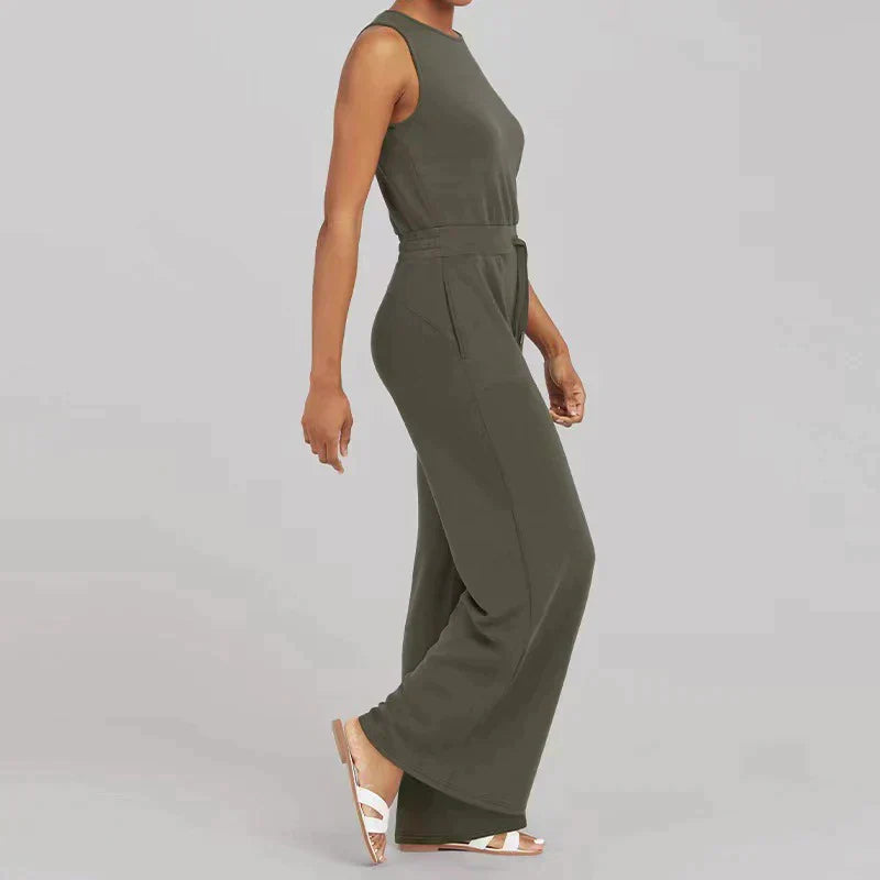 Ana - Fleece Jumpsuit mit Gürtel und weitem Bein