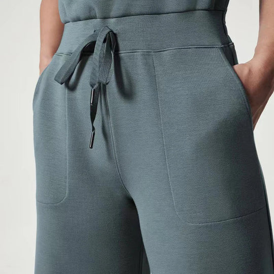 Ana - Fleece Jumpsuit mit Gürtel und weitem Bein
