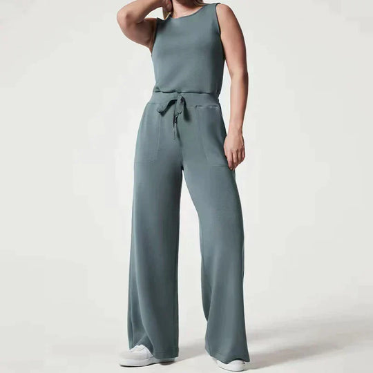 Ana - Fleece Jumpsuit mit Gürtel und weitem Bein