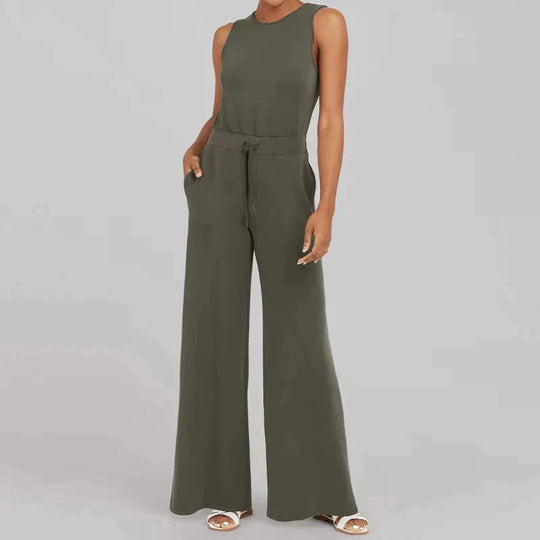 Ana - Fleece Jumpsuit mit Gürtel und weitem Bein