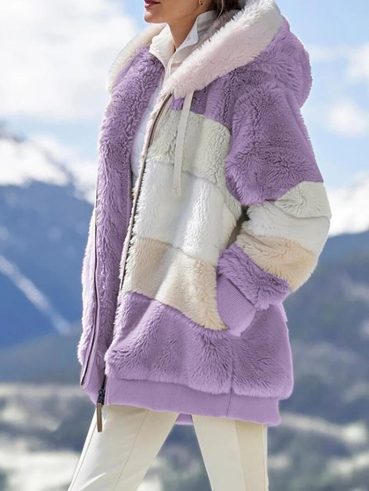 Flauschige warme Kunstpelzjacke - Damenjacke