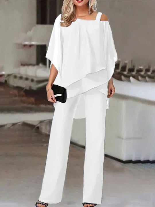 Angel - Asymmetrische Bluse mit Hosen Set für Damen