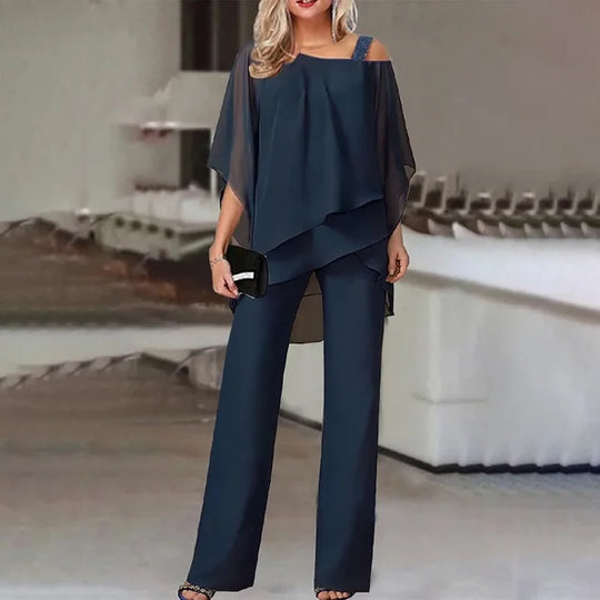 Angel - Asymmetrische Bluse mit Hosen Set für Damen