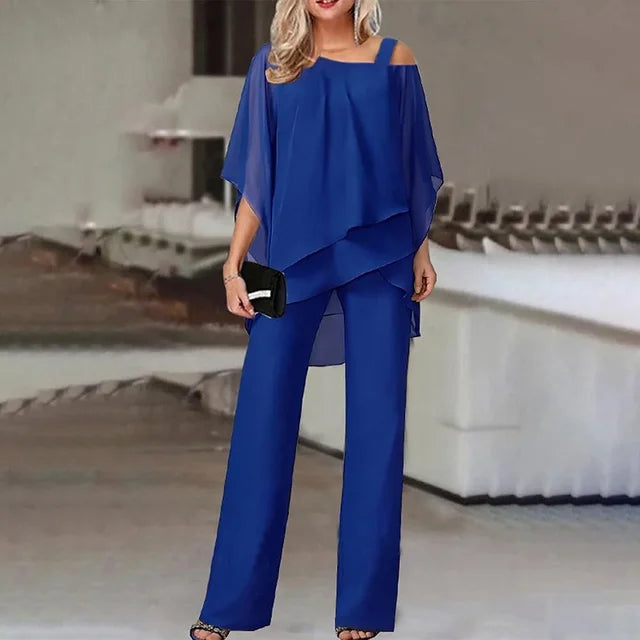 Angel - Asymmetrische Bluse mit Hosen Set für Damen
