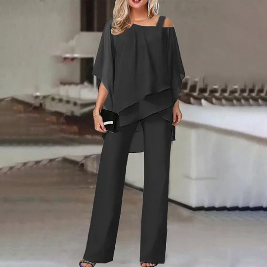 Angel - Asymmetrische Bluse mit Hosen Set für Damen
