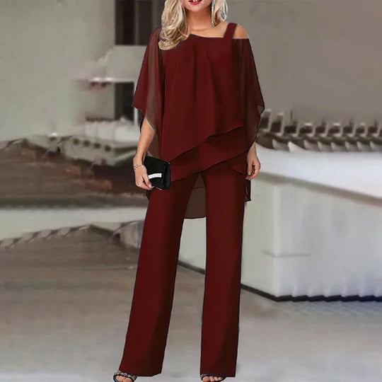 Angel - Asymmetrische Bluse mit Hosen Set für Damen