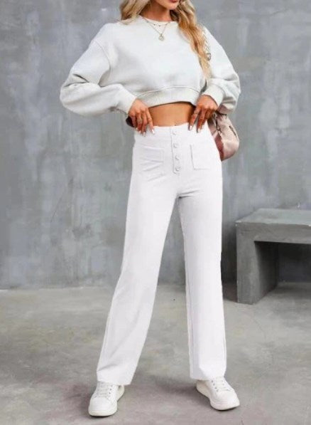 Damen Stretch Hose mit hohem Bund