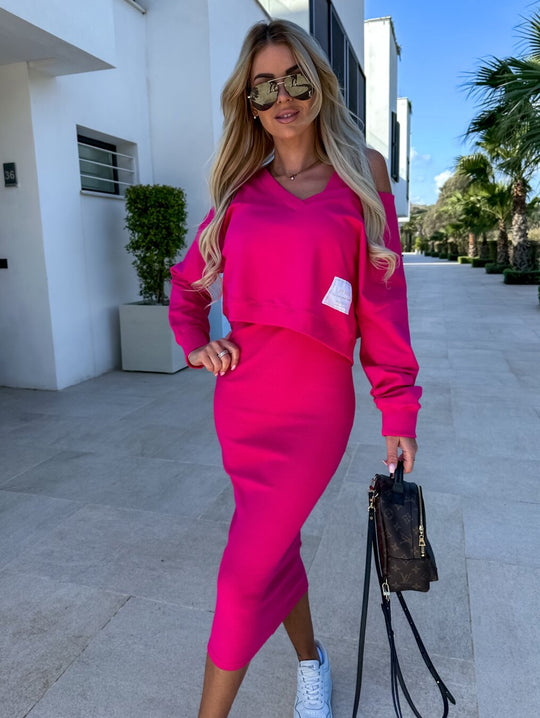 Andrea™ - Lässiger Crop Pullover und Kleid Set