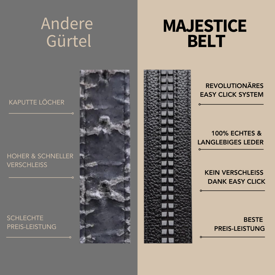 MAJESTICE BELT: Easy-Click Automatik Ledergürtel für Damen + GRATIS Geschenkbox