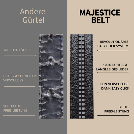 MAJESTICE BELT: Easy-Click Automatik Ledergürtel für Damen + GRATIS Geschenkbox