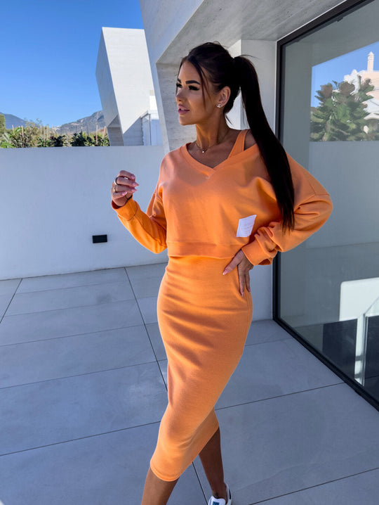 Andrea™ - Lässiger Crop Pullover und Kleid Set