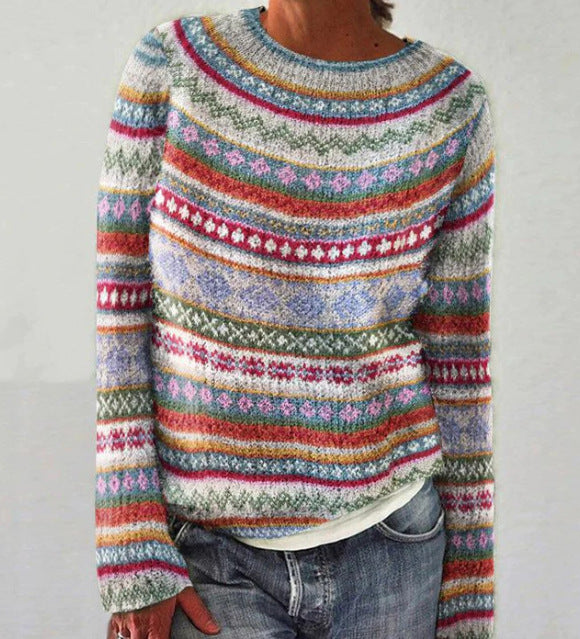 Manonin -| Damenpullover mit mehrfarbigen Muster