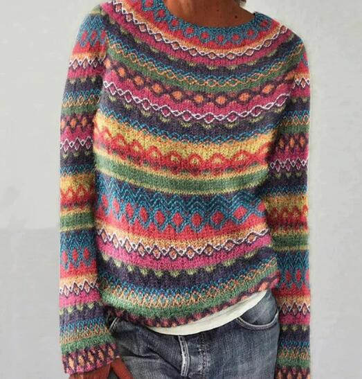 Manonin -| Damenpullover mit mehrfarbigen Muster