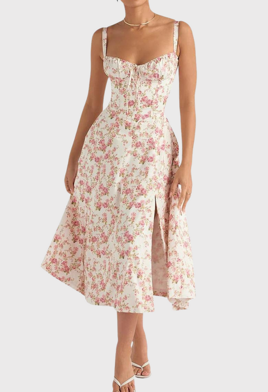 Camille | Blumenmuster-Bustierkleid mit taillierter Silhouette