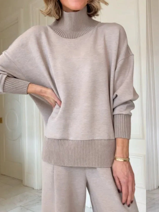 Casual Damen-Zweiteiler-Set mit Stehkragen und Straight-Leg-Hose