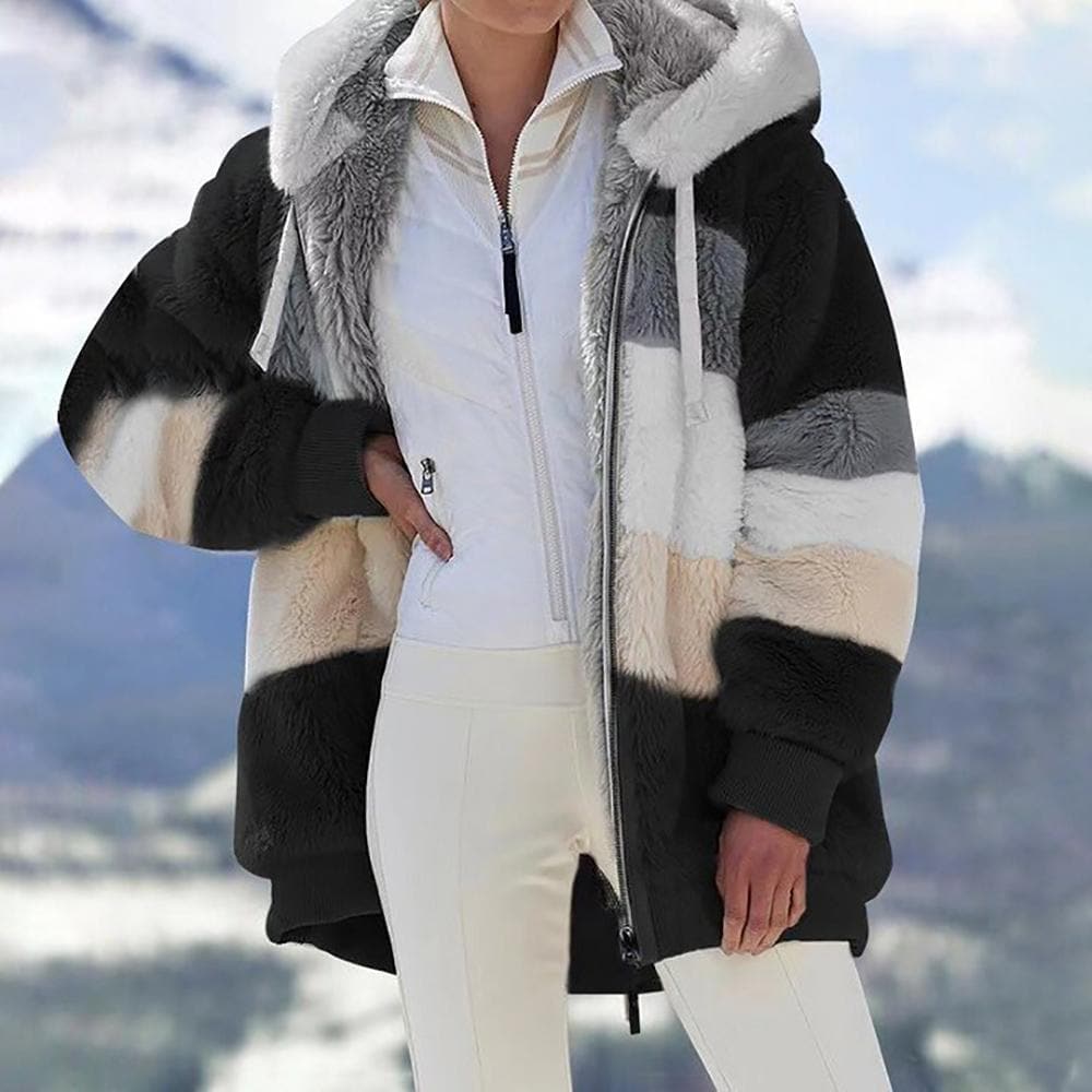Flauschige warme Kunstpelzjacke - Damenjacke