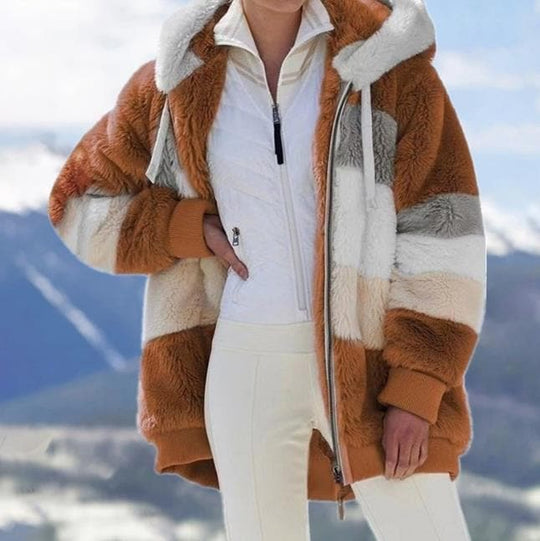 Flauschige warme Kunstpelzjacke - Damenjacke