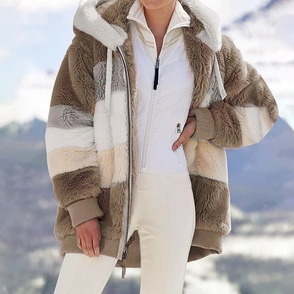 Flauschige warme Kunstpelzjacke - Damenjacke