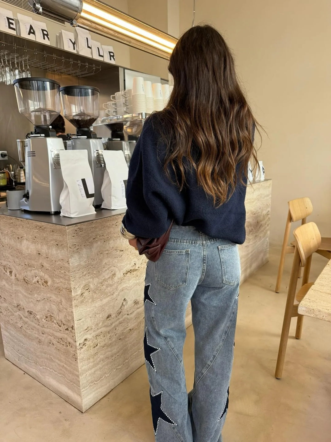 Casual Star Straight Jeans – Trendige Denim mit Stern-Print