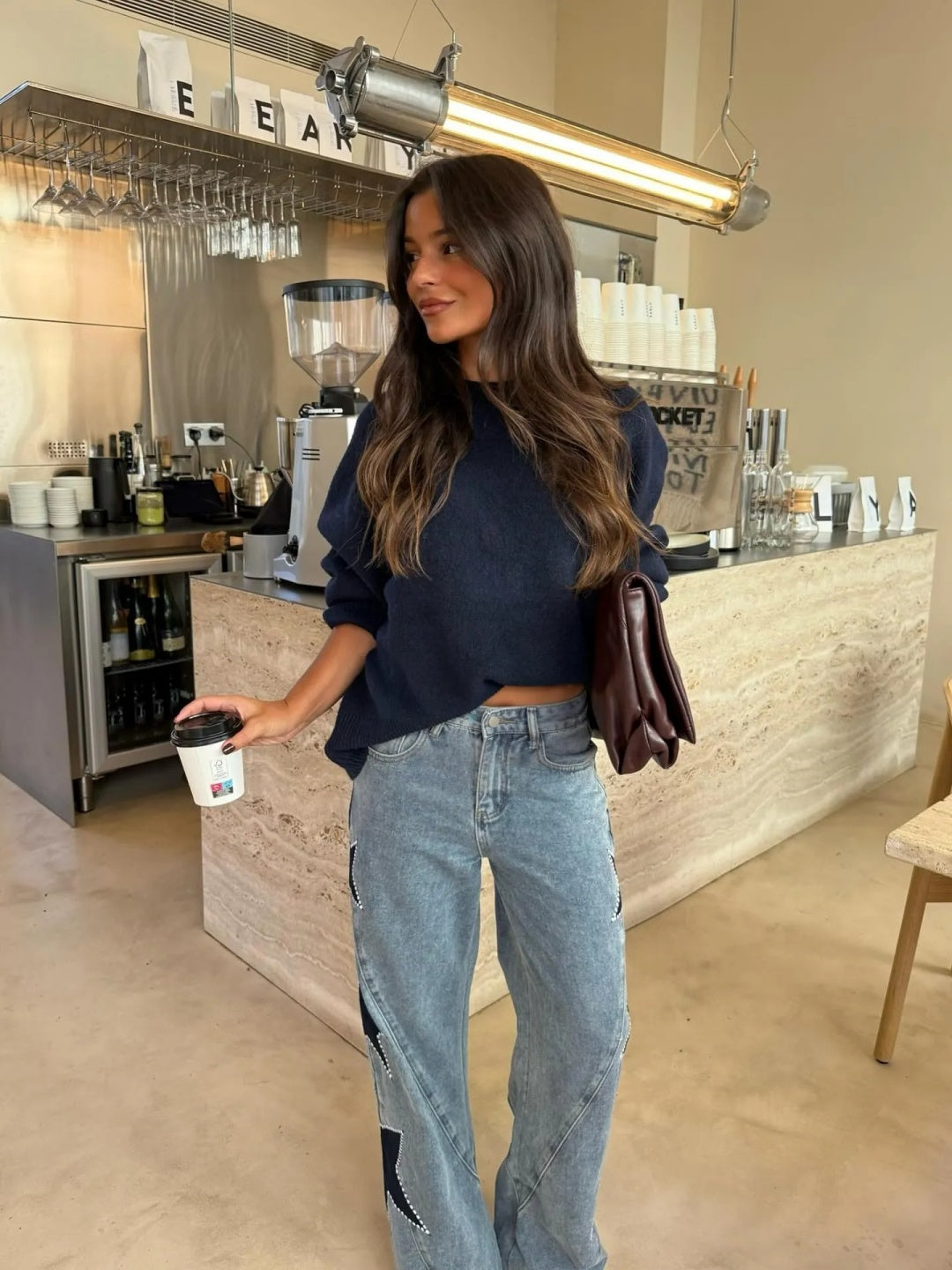 Casual Star Straight Jeans – Trendige Denim mit Stern-Print