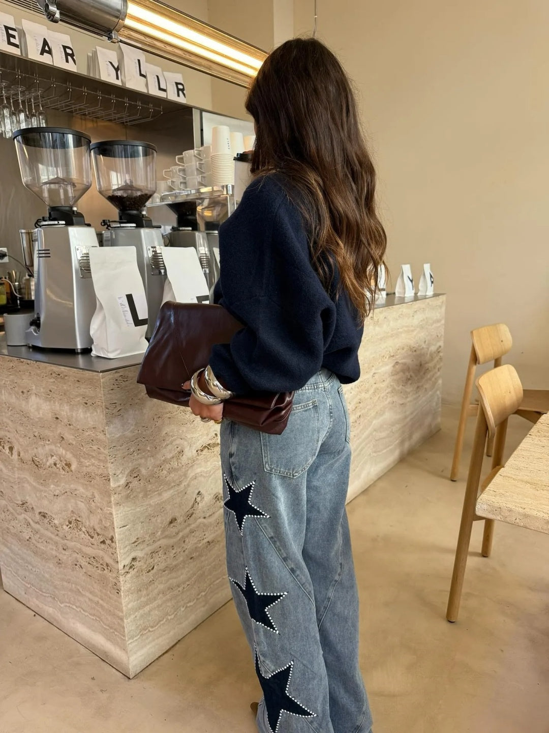Casual Star Straight Jeans – Trendige Denim mit Stern-Print