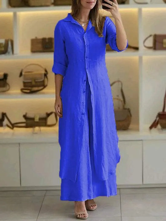 Ariana - Lässiger zweiteiliges Hosen und Shirt Set aus Leinenmaterial