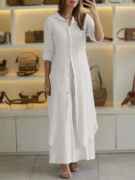 Ariana - Lässiger zweiteiliges Hosen und Shirt Set aus Leinenmaterial