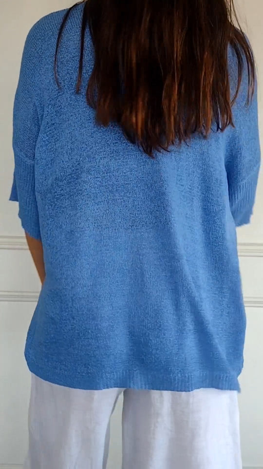 JANE | Stricktop in einfarbigem Design mit V-Ausschnitt