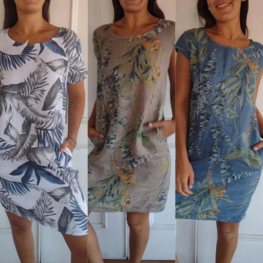 Uitverkoop 49% korting🍀Jurk met ronde hals en botanische print voor dames