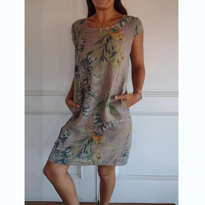 Uitverkoop 49% korting🍀Jurk met ronde hals en botanische print voor dames