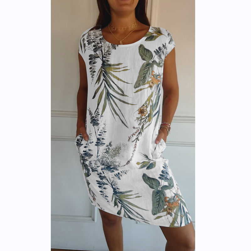 Uitverkoop 49% korting🍀Jurk met ronde hals en botanische print voor dames