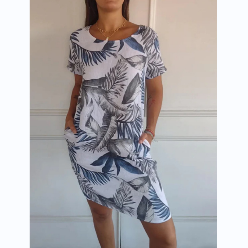 Uitverkoop 49% korting🍀Jurk met ronde hals en botanische print voor dames