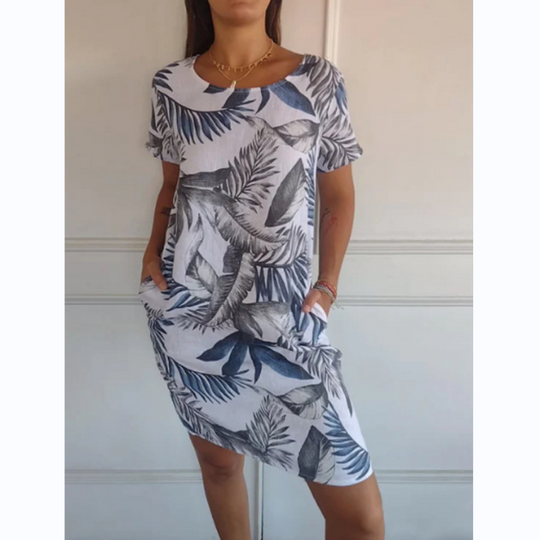 Uitverkoop 49% korting🍀Jurk met ronde hals en botanische print voor dames