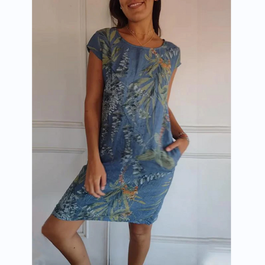 Uitverkoop 49% korting🍀Jurk met ronde hals en botanische print voor dames