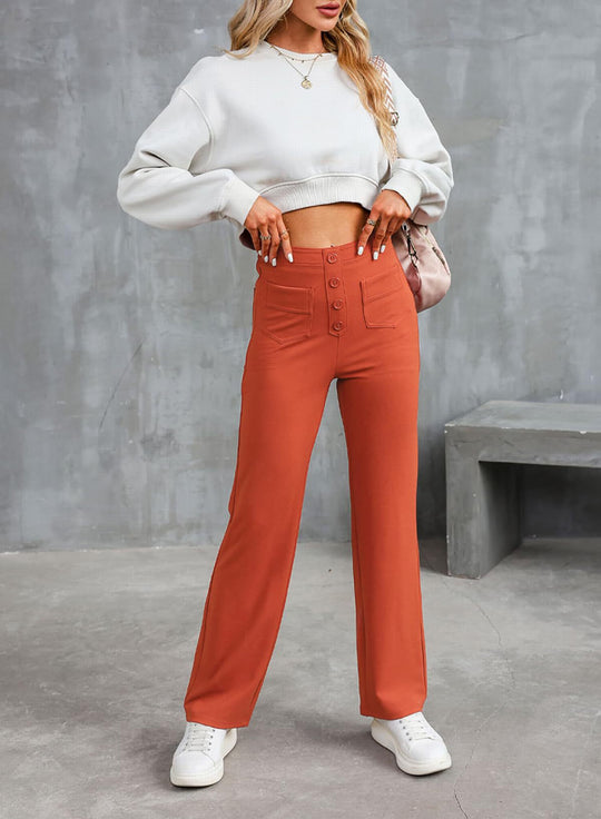 Damen Stretch Hose mit hohem Bund