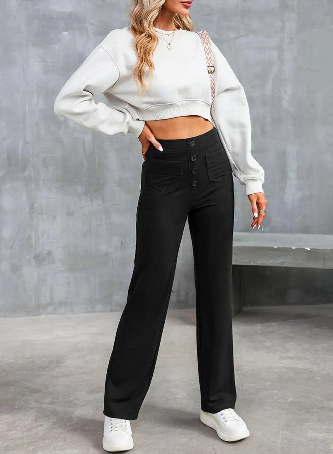 Damen Stretch Hose mit hohem Bund