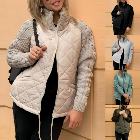 ⏳Nur für kurze Zeit – 49% Rabatt! 💥 Stilvolle gestrickte Patchwork-Steppjacke für Damen