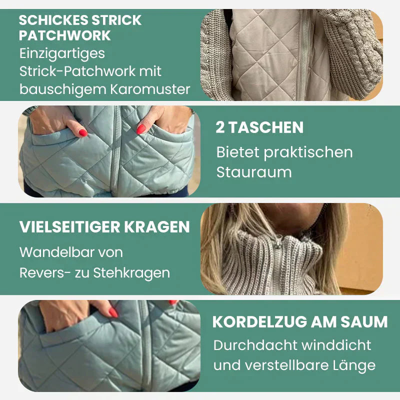 ⏳Nur für kurze Zeit – 49% Rabatt! 💥 Stilvolle gestrickte Patchwork-Steppjacke für Damen