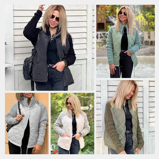 ⏳Nur für kurze Zeit – 49% Rabatt! 💥 Stilvolle gestrickte Patchwork-Steppjacke für Damen