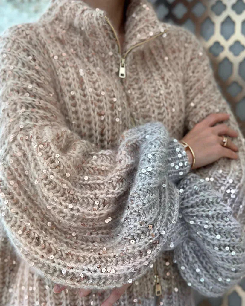 Lola™ | Der elegante, glitzernde Seiden-Cardigan-Pullover