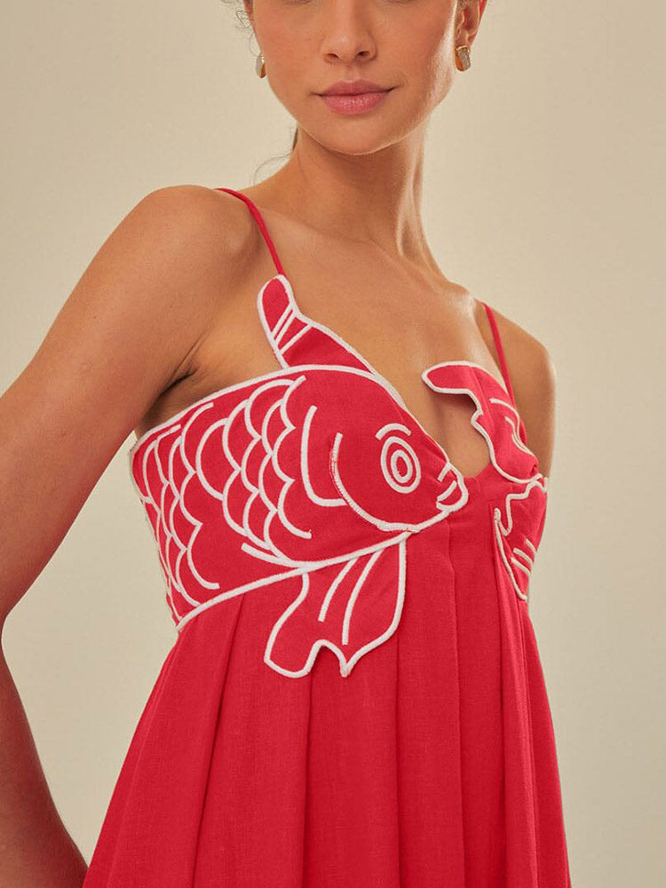 CONNY - FISCHEN TOP LEINENMISCHUNG MAXIKLEID